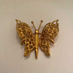 Vintage Monet butterfly pin brooch gold tone
